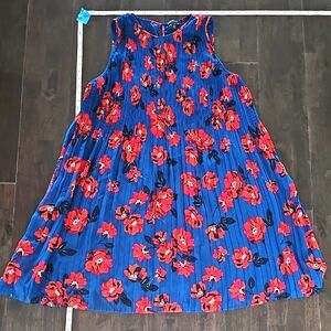 Halogen Plus Dress in Blue with Red Floral Pattern